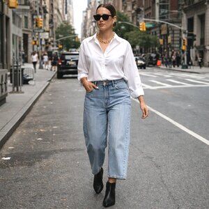 LA Blues Womens Wide Leg Ankle Cropped Jeans 32X27 Blue 11 inch wide leg Stretch